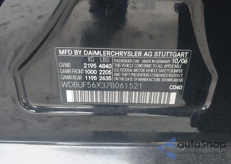 2007 Mercedes-Benz E 350 z USA, uszkodzony, nr VIN WDBUF56X37B061521